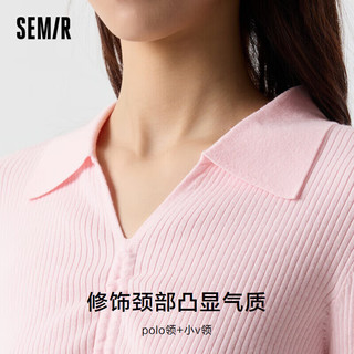 森马毛衫女短款气质V领修身显瘦内搭通勤百搭针织衫109124107001