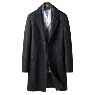 罗蒙 一衣两穿 可拆卸领含羊毛大衣保暖毛呢外套男士大衣