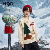 马骑顿(MQD)男大童冬季中大童卡通满版半高领保暖学院风潮酷毛衣 米白 1