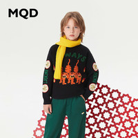 MQD童装拜年服男大童23冬复古港风半高领毛衣 黑色 120
