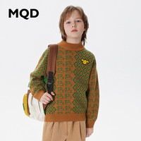 MQD童装男大童23冬满版休闲半高领针织衫 橄榄绿 110