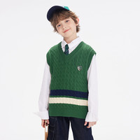 马骑顿MQD童装春秋款男大童学院风休闲针织背心马甲跑步 深绿 120