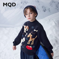 马骑顿（MQD）MQD男大童冬季学院风潮酷休闲卡通保暖半高领毛衣 藏青 120