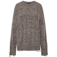 MO&Co.毛衣2025冬含羊驼毛蓬松温暖扭绳麻花空针破洞宽松MBE4SWT012 浅花驼色 XS /155