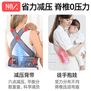 纽贝乐（NewBealer）婴儿背带腰凳前抱式夏季透气X型抱娃宝宝前后两用多功能坐凳 艾尔静蓝：6点式减压，夏季