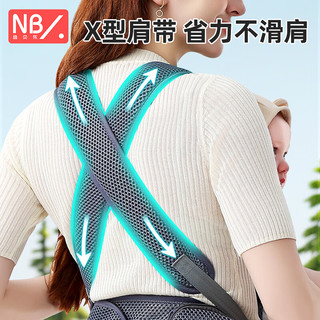 纽贝乐（NewBealer）婴儿背带腰凳前抱式夏季透气X型抱娃宝宝前后两用多功能坐凳 艾尔静蓝：6点式减压，夏季