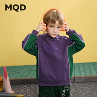 马骑顿（MQD）男童25春学院风潮酷休闲撞色拼色中大童连帽卫衣 紫色 130