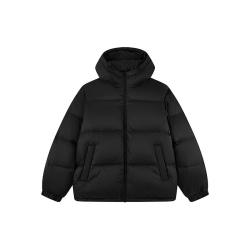 乔丹 羽绒服男外套冬季保暖防寒防泼水连帽运动休闲夹克风衣 黑色