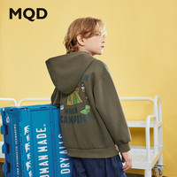 马骑顿（MQD）男童25春学院风简约百搭中大童连帽休闲上衣卫衣 军绿 130