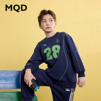 马骑顿（MQD）男童25春学院风简约数字中大童套头圆领上衣卫衣 藏青 1