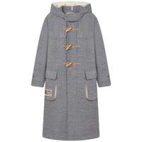 Teenie Weenie小熊冬季简约风牛角扣圈圈纱毛呢大衣绵羊毛混纺外套 灰色 L (170)