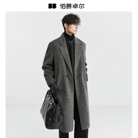 伯爵卓尔「骆驼绒长款垫肩」羊毛双面呢大衣男士2025秋冬鹅绒内胆外套 茶香色 「无内胆」长款设计 3XL
