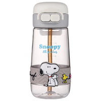 史努比(SNOOPY)儿童吸管水杯夏季男女便携双饮塑料杯子耐高温带刻度水壶 双饮款-灰白550ml