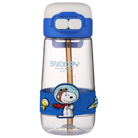 史努比(SNOOPY)儿童吸管水杯夏季男女便携双饮塑料杯子耐高温带刻度水壶 双饮款-蓝色550ml