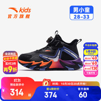 安踏儿童棉鞋男小童登峰3旋钮扣革面防泼水棉鞋312549975N 【革面男款】黑N-1 29
