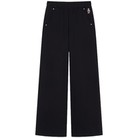 Teenie Weenie小熊女装卫裤2025秋新款简约高腰宽松舒适直筒休闲裤 黑色