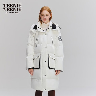 Teenie Weenie小熊女装冬季时尚防水透湿工装简约休闲棉花糖羽绒服 白色