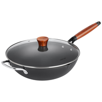 凌丰(LINKFAIR)炒锅不粘锅铁锅家用精铁无涂层炒菜锅电磁炉燃气灶通用 带盖 32cm