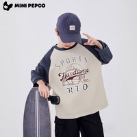 小猪班纳（PEPCO）【7A抗菌】儿童印花长袖T恤插肩韩版春秋童装宝宝圆领打底衫 Sports藏青/米杏 男 80 身高66-73cm