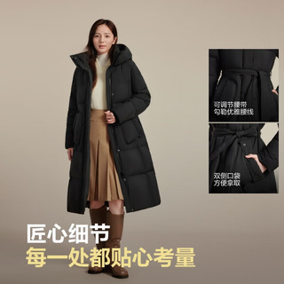 波司登 B250245174 90绒长款连帽 馥郁黑 XL 女士羽绒服