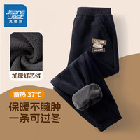 真维斯童装男童灯芯绒裤子2025冬季中大童一体绒保暖长裤儿童加绒裤 【加绒灯芯绒裤】黑/J皮标K 110