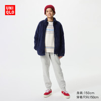 优衣库 童装男童女童仿羊羔绒运动裤加绒保暖卫裤478140 471391 浅灰色 110