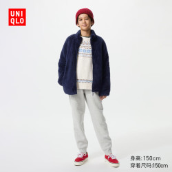 优衣库 童装男童女童仿羊羔绒运动裤加绒保暖卫裤478140 471391 478140/02浅灰色 1