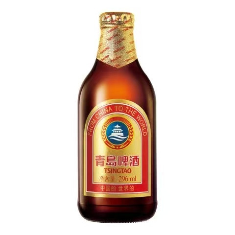 TSINGTAO 青岛啤酒 金质小棕金 低温酿造 296ml*24瓶 赠：轻干啤330ml*6罐
