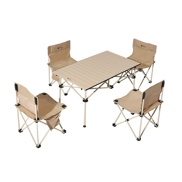 牧高笛 折叠桌椅套装 户外露营野餐烧烤一桌四椅套装 NX24665036 和风沙