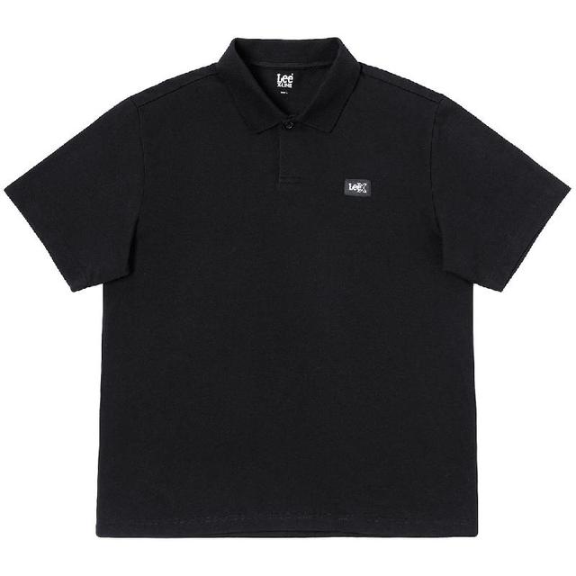 Lee 25舒适版防晒紫外线翻领Logo织标男凉感短袖polo衫休闲潮 黑色 M