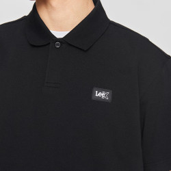 Lee 防晒凉感翻领Logo织标 黑色 男士POLO衫