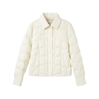 GANT 25冬季女装短款白鹅绒翻领廓形轻暖休闲羽绒服外套 107-米白色 L