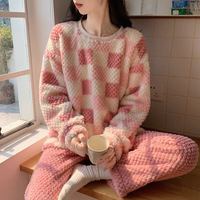 BONAS 宝娜斯 女秋冬季加绒加厚玫瑰绒睡衣 套装