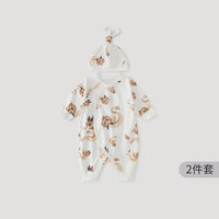 巴厘小猪新生儿婴儿衣服纯棉春秋中国风哈衣秋季蛇宝宝连体衣绑带衣服 游龙戏麟 【送帽子】 52cm