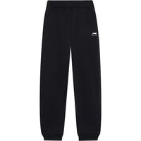 李宁 LI-NING童装儿童运动裤子男女小大童柔软亲肤加绒棉感长卫裤160YKLV457-1 黑色457-1（加绒锁温）