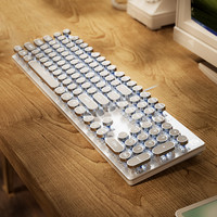 惠普 真机械键盘蒸汽朋克键帽青轴粉银色