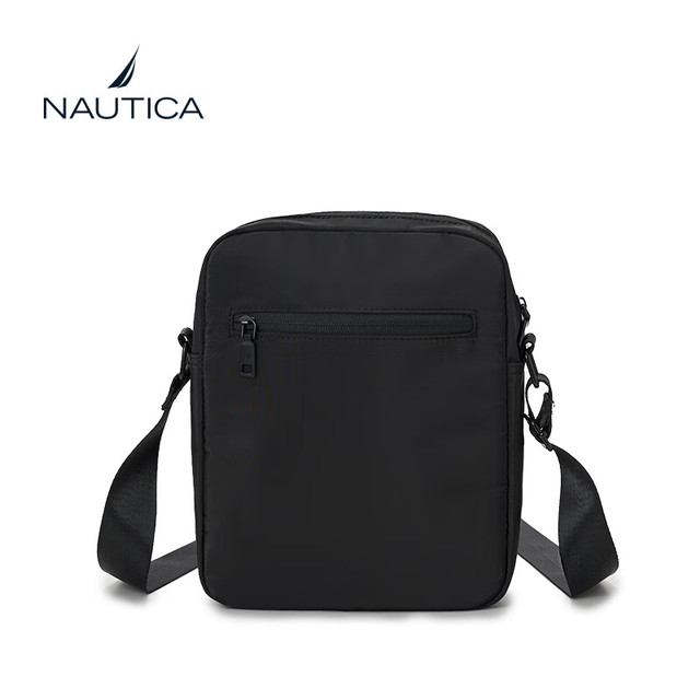 PLUS会员：NAUTICA 诺帝卡 商务休闲竖版斜挎包可调节肩带商务出行斜挎包 黑色