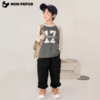 小猪班纳(PEPCO)【7A抗菌】儿童印花长袖T恤插肩韩版春秋童装宝宝圆领打底衫 17米卡其/深灰 男 110 身高90-100cm