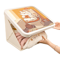 聚可爱浴室壁画收纳箱家用卫生间洗澡免打孔折叠置物架大容量防水收纳架 水晶款-圣纸小猫