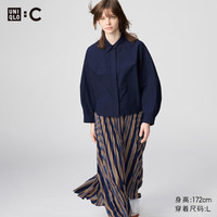 优衣库合作款/女装棉质短衬衫/长袖衬衣480485 69 藏青色
