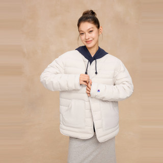 Champion 冠军轻薄羽绒服男25冬季女排骨短款羽绒外套 骨白 M