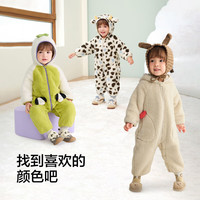 巴拉巴拉童装婴儿连体衣宝宝外出抱衣爬服2025秋冬装绒感萌趣可爱造型 奶白大熊猫 80cm