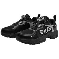 FILA斐乐儿童跑步鞋2025年秋季男女童中大童旋钮运动鞋子猫爪 黑/银器灰 37