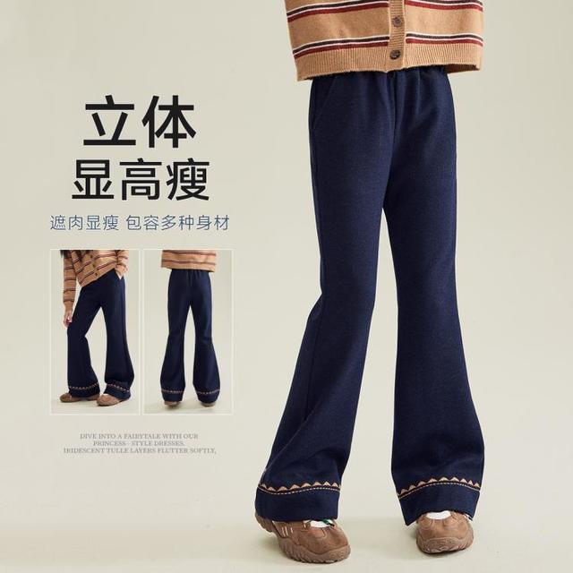媛媛公主 YUANYUAN GIRL 儿童秋冬新款裤子女童牛仔裤秋季儿童微喇裤女中大童加绒保暖长裤