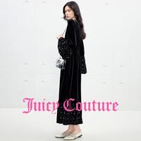 JUICY COUTURE 橘滋不负韶华优雅千金丝绒撞珍珠连衣裙女