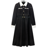 太平鸟 春秋翻领通勤都市休闲连衣裙女