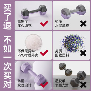 朗威哑铃女小哑铃女士家用包胶初学者练臂肌器材瑜伽塑形 樱花粉 1.5kg*2只