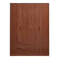 林氏家居原木风衣柜实木条家用卧室小户型收纳柜组合柜林氏家居UB1D 【胡桃色】四门衣柜+衣帽架