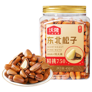 移动端、京东百亿补贴：沃隆 开口松子450g罐装