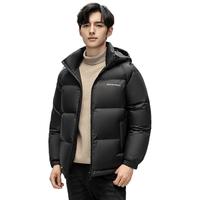 雪中飞 SNOWFLYING24年秋冬羽绒服男女短款连帽时尚面包服90绒拼色加厚保暖外套 男女同款黑色 180/96A